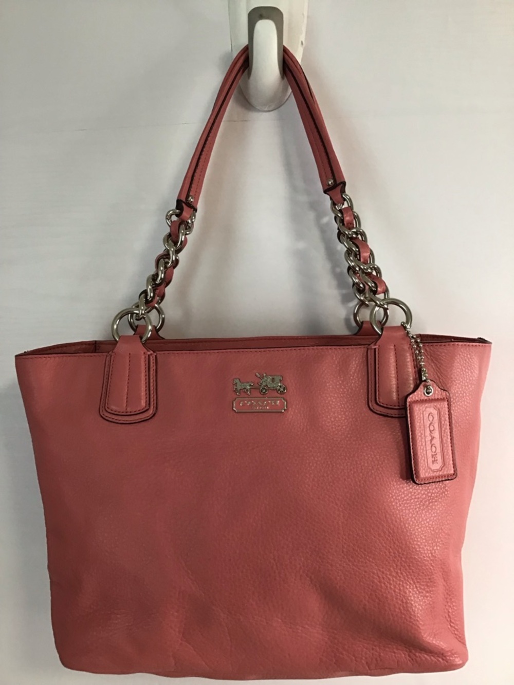 COACH Madison Dusty Pink Leather Shoulder Bag Silver Chain Y2K Like New